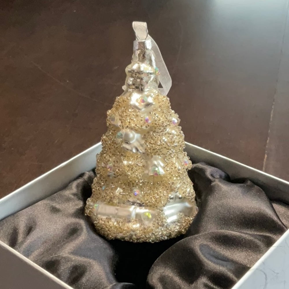 QVC Gold Holiday Ornament with Festive Sparkle